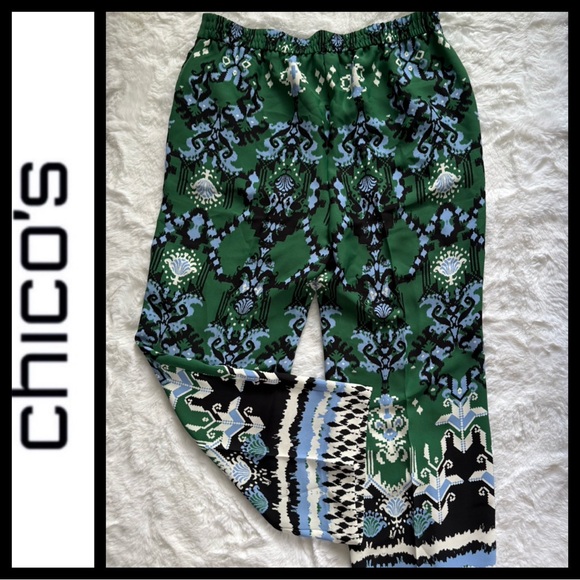 NWOT Chico's Ikat Print Wide Leg Pants - Picture 6 of 9